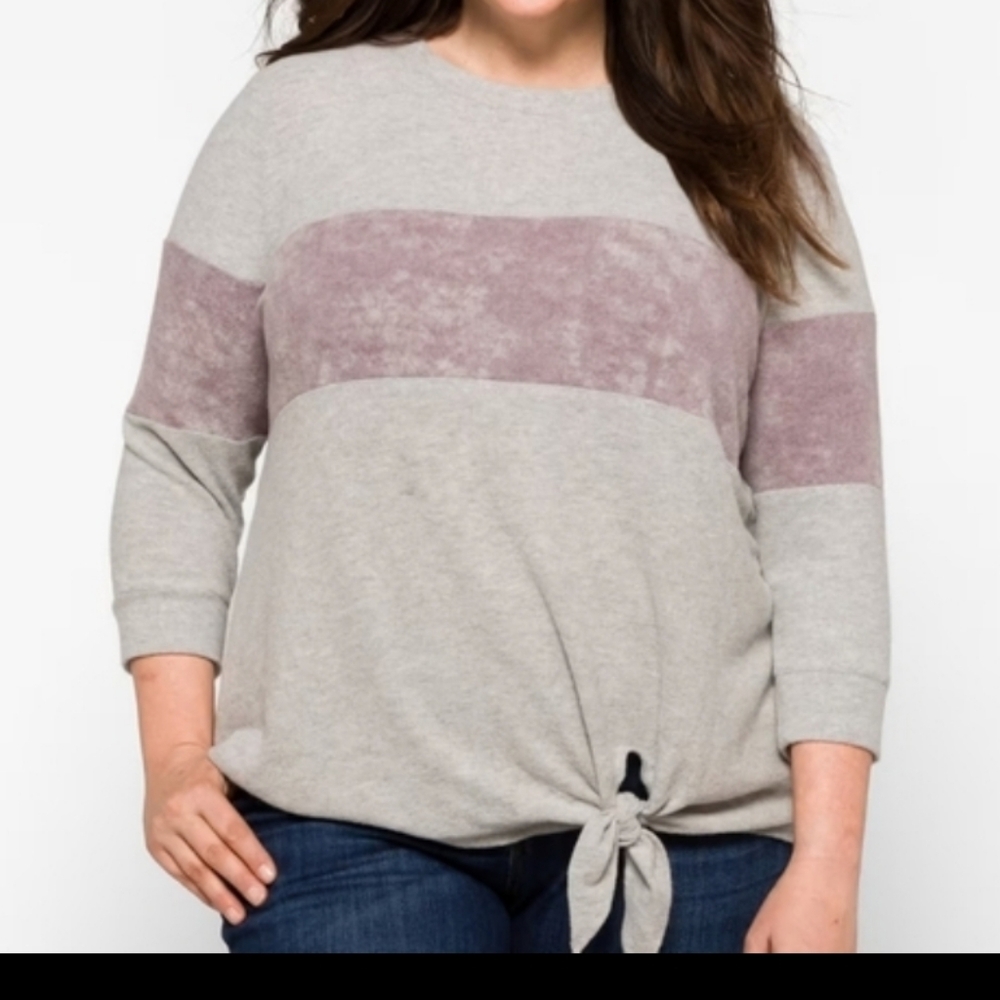 Nine Britton Gray and Purple Colorblock Sweater